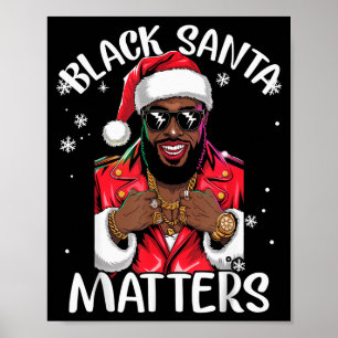 Affiche Père Noël afro-américain noir Pyjama de Noël