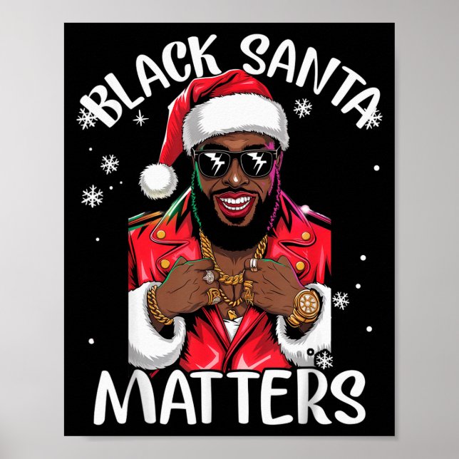 Affiche Père Noël afro-américain noir Pyjama de Noël (Devant)