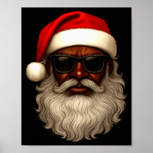 Affiche Père Noël afro-américain Pyjama de Noël Cool Black