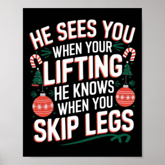 Affiche Père Noël aime Jour de la Jambe Fitness de Noël -