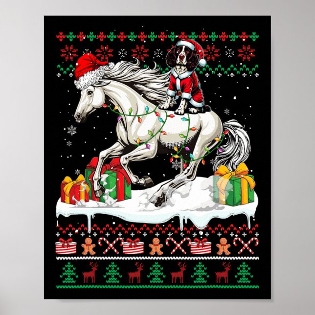 Affiche Père Noël Anglais Springer espagnol équitation Che (Devant)