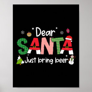 Affiche Père Noël apporte juste de la bière Noël Pjs Famil