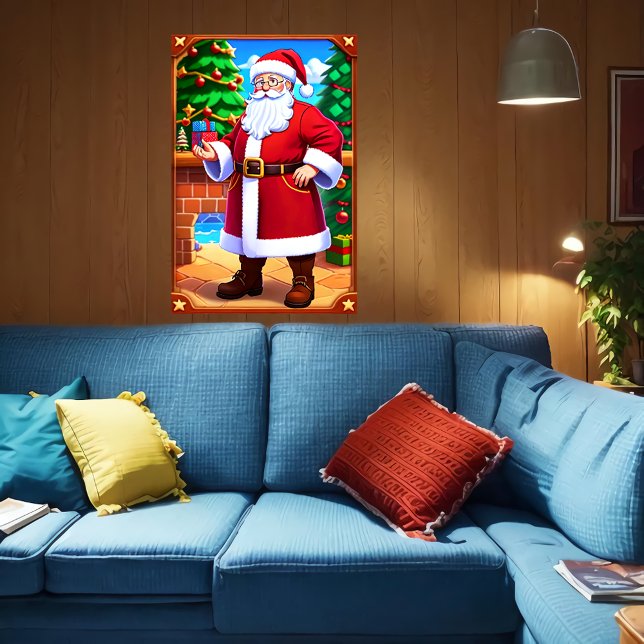 Affiche Père Noël, arbre de Noël et cadeaux | Art AI (Créateur téléchargé)