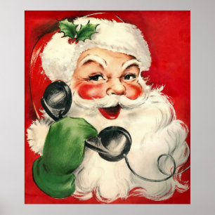Affiche Père Noël au téléphone