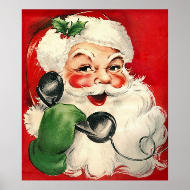 Affiche Père Noël au téléphone (Devant)