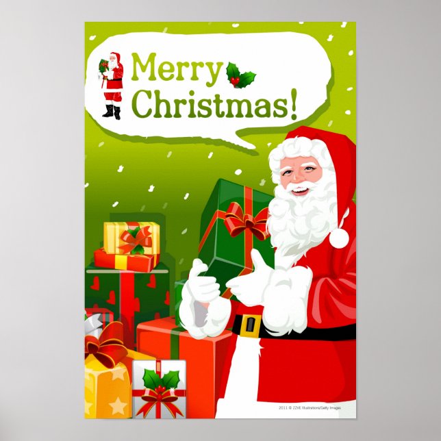 Affiche Père Noël avec cadeaux (Devant)