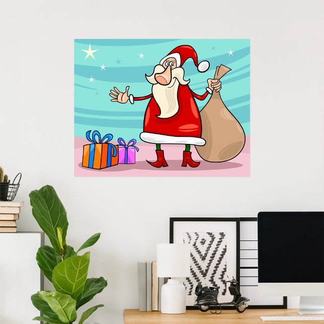 Affiche Père Noël avec des cadeaux et un sac (Créateur téléchargé)