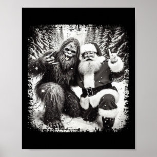 Affiche Père Noël avec des lumières de Noël Bigfoot drôle