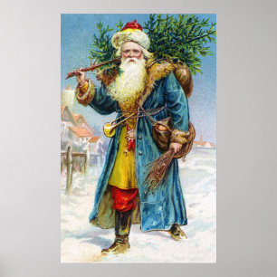 Affiche Père Noël avec l'arbre de sapin