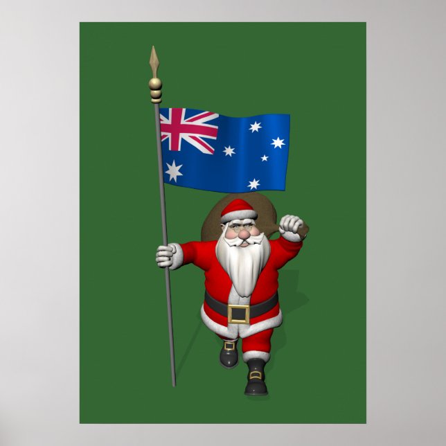 Affiche Père Noël Avec L'Ensigne D'Australie (Devant)