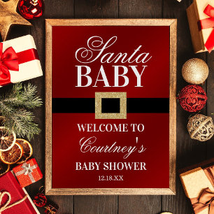 Affiche Père Noël Baby   Baby shower de Noël Bienvenue
