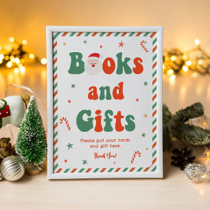 Affiche Père Noël Baby Christmas Baby shower Livres et cad