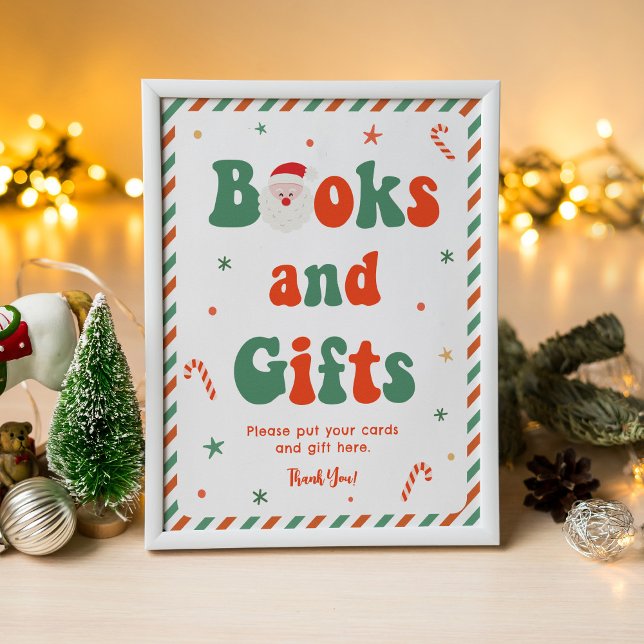 Affiche Père Noël Baby Christmas Baby shower Livres et cad (Créateur téléchargé)