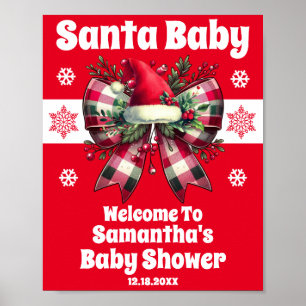 Affiche Père Noël Baby Christmas Bow Baby shower Bienvenue