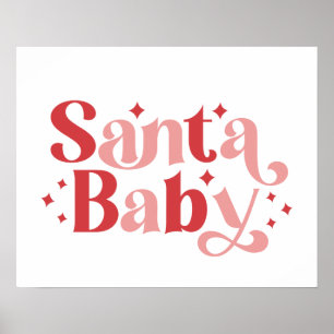 Affiche Père Noël Baby - Typographie de Noël rétro