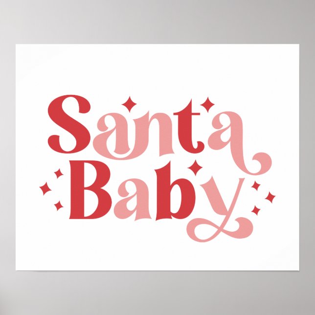 Affiche Père Noël Baby - Typographie de Noël rétro (Devant)