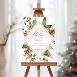 Affiche Père Noël Baby Winter Baby shower Panneau de bienv