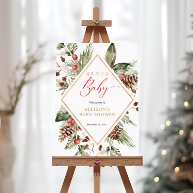 Affiche Père Noël Baby Winter Baby shower Panneau de bienv (Créateur téléchargé)