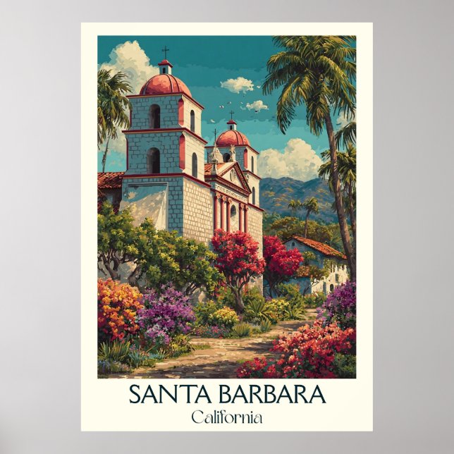 Affiche Père Noël Barbara California Art Imprimer | Charme (Devant)