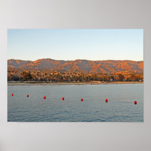 Affiche Père Noël Barbara, Californie coucher de soleil mo