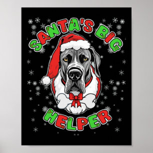 Affiche Père Noël Big Helper Great Dane Amoureux des chien
