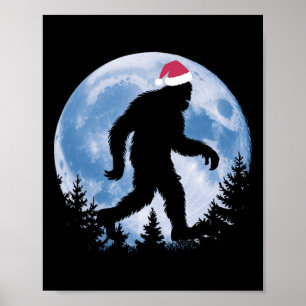 Affiche Père Noël Bigfoot Noël Lune Drôle Sasquatch Belie