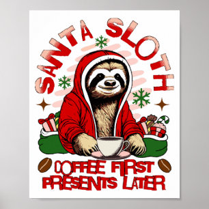 Affiche Père Noël café paresseux