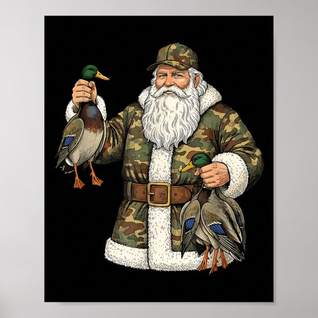 Affiche Père Noël Camouflé Canard Colvert Chasse Noël Chas (Devant)