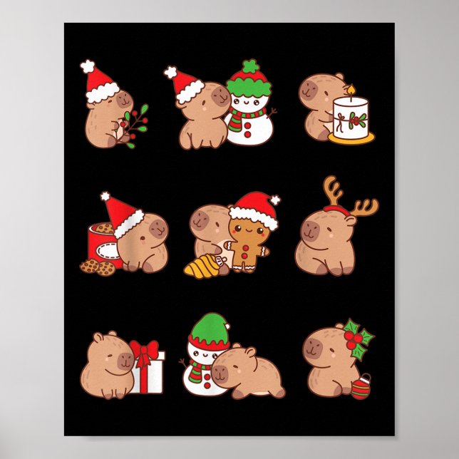Affiche Père Noël Capybara Crew Noël Funny Capybaras Amour (Devant)