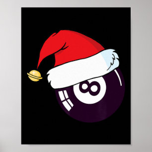 Affiche Père Noël Casquette Billard 8 Ll Noël