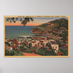 Affiche Père Noël Catalina, CA - Avalon Bay