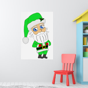 Affiche Père Noël chibi en costume vert