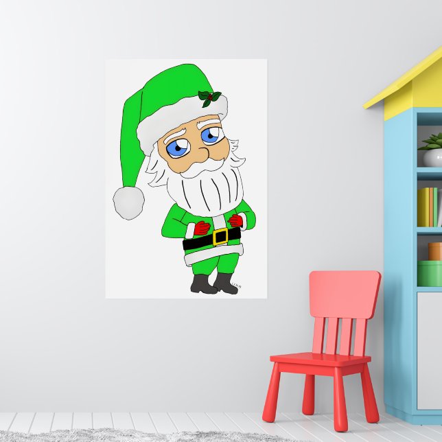 Affiche Père Noël chibi en costume vert (Pépinière 1)