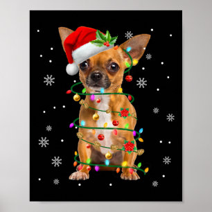 Affiche Père Noël Chihuahua Feux de Noël Joyeux Noël Amour