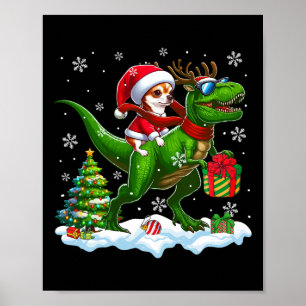 Affiche Père Noël Chihuahua Riding Reindeer T-rex Christma