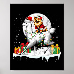 Affiche Père Noël Chow Chow Riding Llama Propriétaire de N