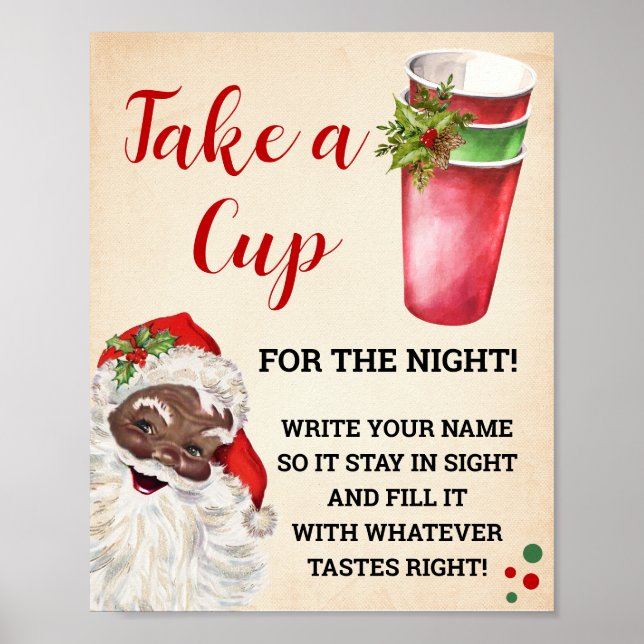 Affiche Père Noël Christmas Take a Cup for the Night Sign (Devant)