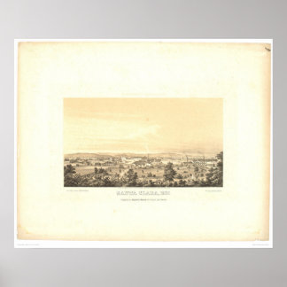 Affiche Père Noël Clara, CA. Carte panoramique 1856 (1585A