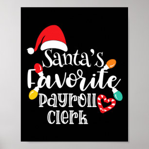 Affiche Père Noël Commis Préférés de paie Lumières de Noël