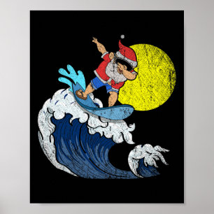 Affiche Père Noël cool en dabbing surfant Noël drôle de No