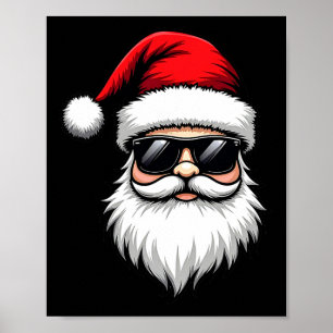 Affiche Père Noël cool en lunettes de soleil Noël Art de v