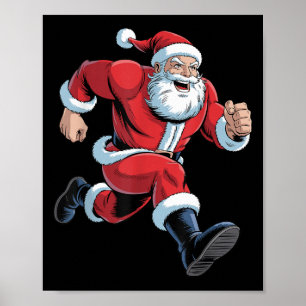 Affiche Père Noël courant drôle de Noël Cross Country Xc R