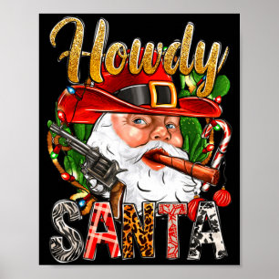 Affiche Père Noël Cowboy Salut Noël Western Country