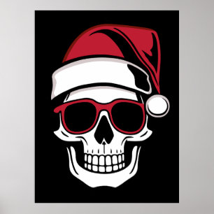 Affiche Père Noël crâne Goth Noël