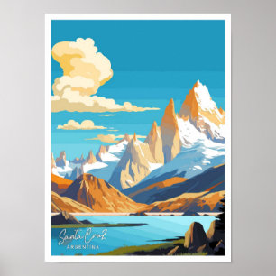 Affiche Père Noël Cruz Argentina Voyage illustration Vinta