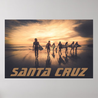 Affiche Père Noël Cruz California Surfer