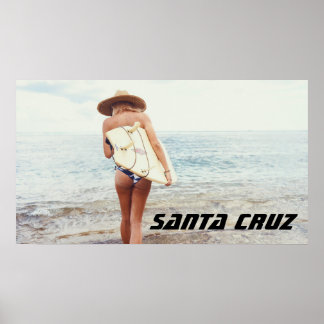 Affiche Père Noël Cruz California Surfer fille