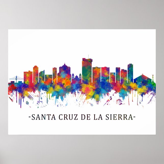 Affiche Père Noël Cruz de la Sierra Bolivia Skyline (Devant)