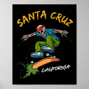 Affiche Père Noël-cruz Skeleton Skateboard Beach Funny Hal