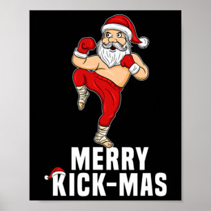 Affiche Père Noël de kickboxing de Noël Cadeau de Kickmas 